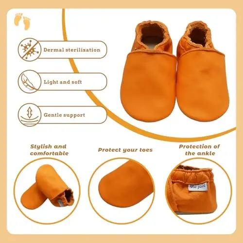 Mejale Baby Leather Shoes Infant Toddler Soft Sole Moccasins Shoes Boys Girls Pre-Walkers - 4