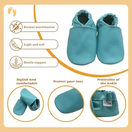 Mejale Baby Leather Shoes Infant Toddler Soft Sole Moccasins Shoes Boys Girls Pre-Walkers - 4