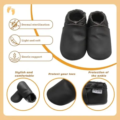 Mejale Baby Leather Shoes Infant Toddler Soft Sole Moccasins Shoes Boys Girls Pre-Walkers - 4