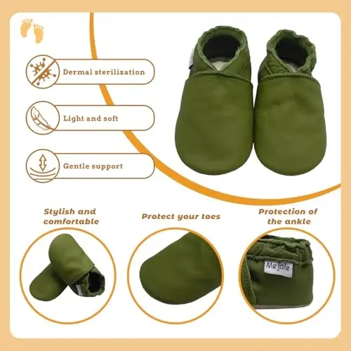 Mejale Baby Leather Shoes Infant Toddler Soft Sole Moccasins Shoes Boys Girls Pre-Walkers - 4