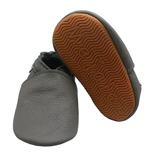Mejale Baby Rubber Sole Shoes Boy Girl Infant Crawling Toddler Moccasins Leather Walking Anti-Slip Newborn Mini Kids Crib Boots - 1