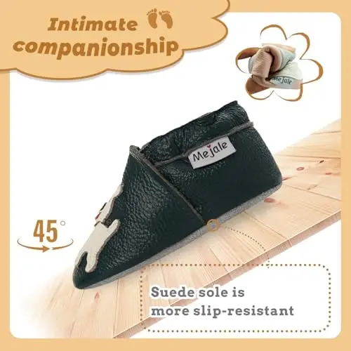 Mejale Baby Shoes 100% Charmdan yasalgan chaqaloqlar uchun oyoq kiyimlari, multfilm mokasinlari, birinchi qadam qo'yuvchi poyabzallar - 3