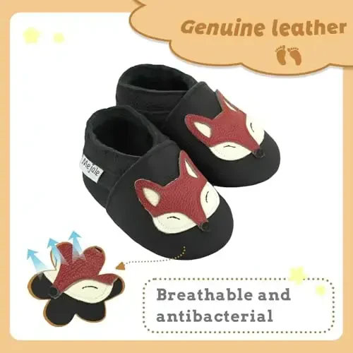 Mejale Baby Shoes 100% Leather Toddler Infant Slippers Cartoon Moccasins First Walker Shoes - 2