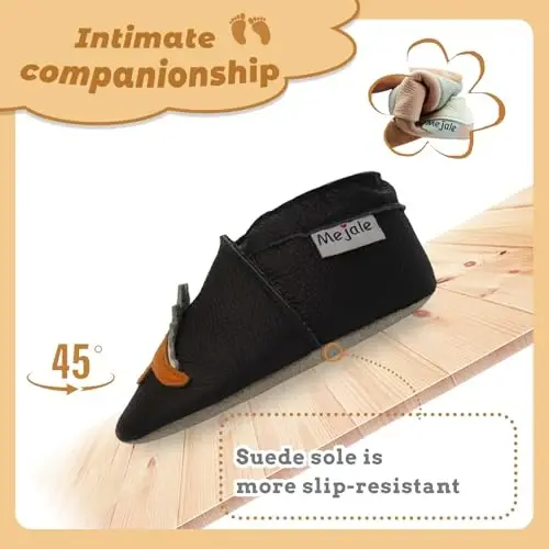 Mejale Baby Shoes Non-Slip Sole Toddler Moccasins Boy Girl Walking Shoe Infant Leather Crawling Slippers - 3
