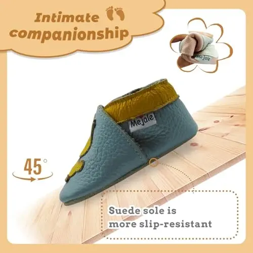 Mejale Baby Shoes Soft Sole Leather Crawling Moccasins Cartoon Star Infant Toddler First Walker Slippers - 2