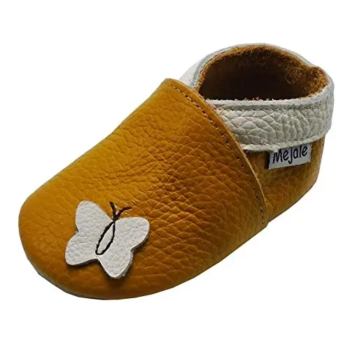 Mejale Baby Shoes Soft Sole Leather Moccasins Cartoon Butterfly Infant Toddler First Walker Slippers - 1