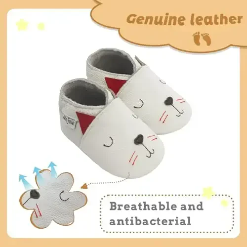 Mejale Baby Shoes Soft Sole Leather Moccasins Cartoon Butterfly Infant Toddler First Walker Slippers - 2