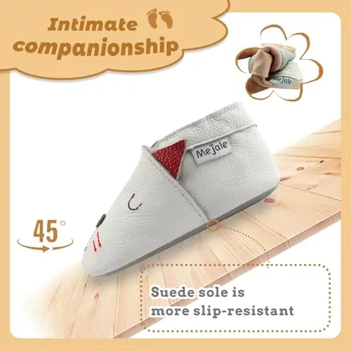 Mejale Baby Shoes Soft Sole Leather Moccasins Cartoon Butterfly Infant Toddler First Walker Slippers - 3