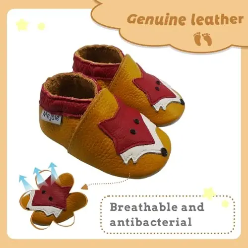 Mejale Baby Shoes Soft Sole Leather Moccasins Cartoon Butterfly Infant Toddler First Walker Slippers - 2