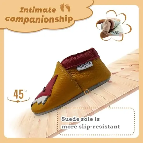 Mejale Baby Shoes Soft Sole Leather Moccasins Cartoon Butterfly Infant Toddler First Walker Slippers - 3