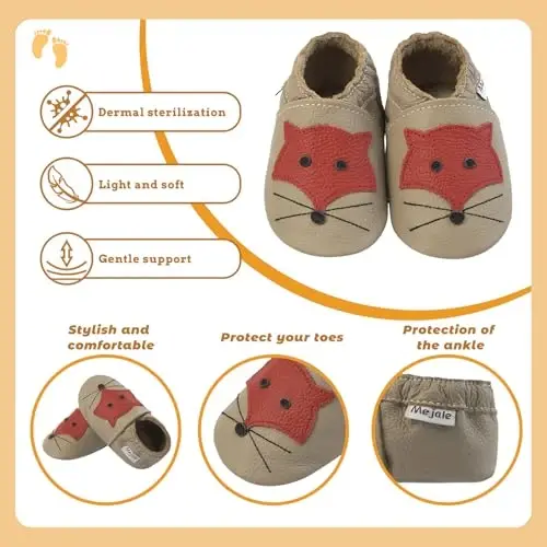 Mejale Baby Shoes Soft Sole Leather Moccasins Cartoon Butterfly Infant Toddler First Walker Slippers - 4