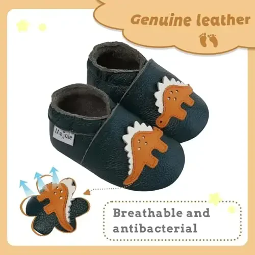 Mejale Baby Shoes Soft Sole Leather Moccasins Cartoon Butterfly Infant Toddler First Walker Slippers - 2