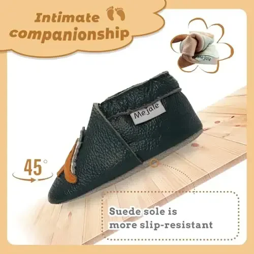 Mejale Baby Shoes Soft Sole Leather Moccasins Cartoon Butterfly Infant Toddler First Walker Slippers - 3