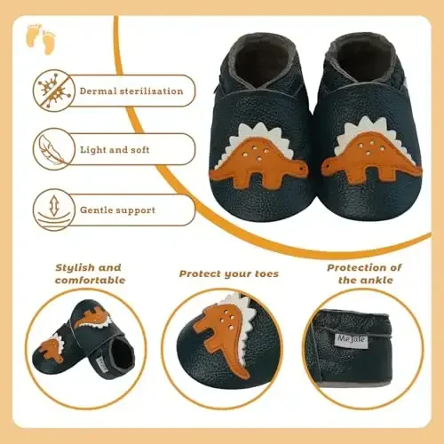 Mejale Baby Shoes Soft Sole Leather Moccasins Cartoon Butterfly Infant Toddler First Walker Slippers - 4