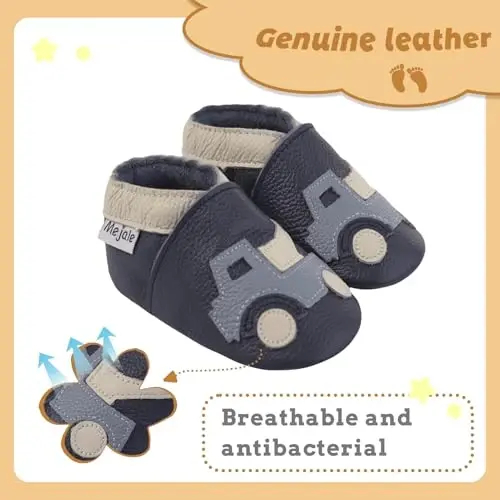 Mejale Baby Shoes Soft Sole Leather Moccasins Cartoon Butterfly Infant Toddler First Walker Slippers - 2