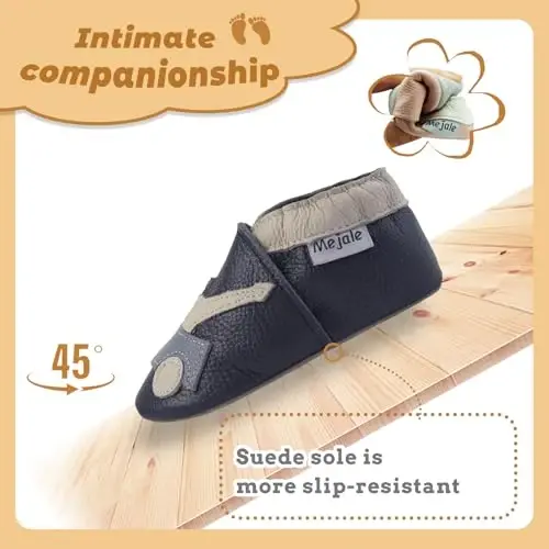 Mejale Baby Shoes Soft Sole Leather Moccasins Cartoon Butterfly Infant Toddler First Walker Slippers - 3