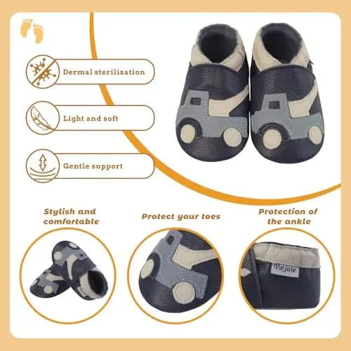 Mejale Baby Shoes Soft Sole Leather Moccasins Cartoon Butterfly Infant Toddler First Walker Slippers - 4