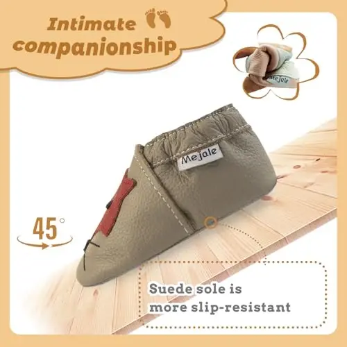 Mejale Baby Shoes Soft Sole Leather Moccasins Cartoon Butterfly Infant Toddler First Walker Slippers - 3