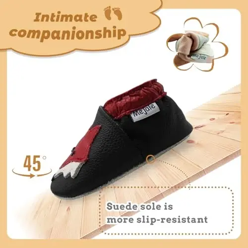 Mejale Baby Shoes Soft Sole Leather Moccasins Cartoon Butterfly Infant Toddler First Walker Slippers - 3