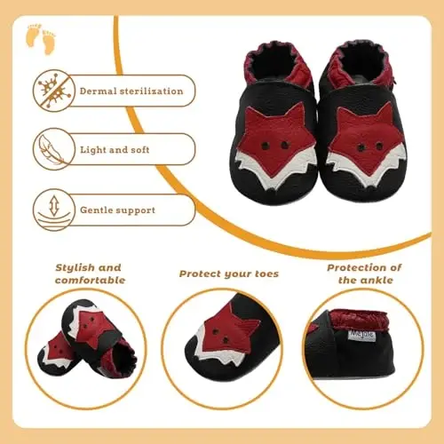 Mejale Baby Shoes Soft Sole Leather Moccasins Cartoon Butterfly Infant Toddler First Walker Slippers - 4