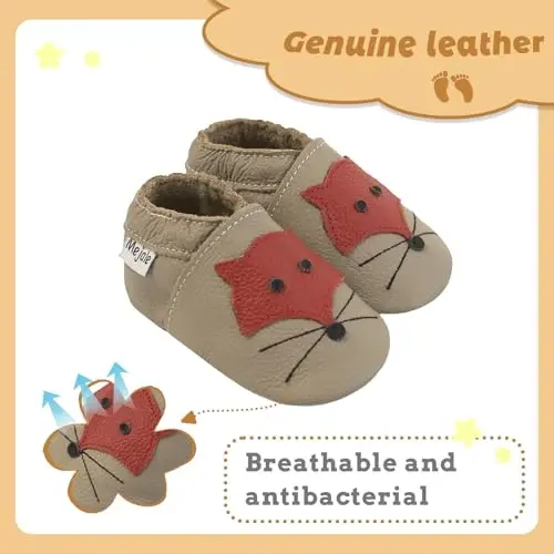 Mejale Baby Shoes Soft Sole Leather Moccasins Cartoon Butterfly Infant Toddler First Walker Slippers - 2