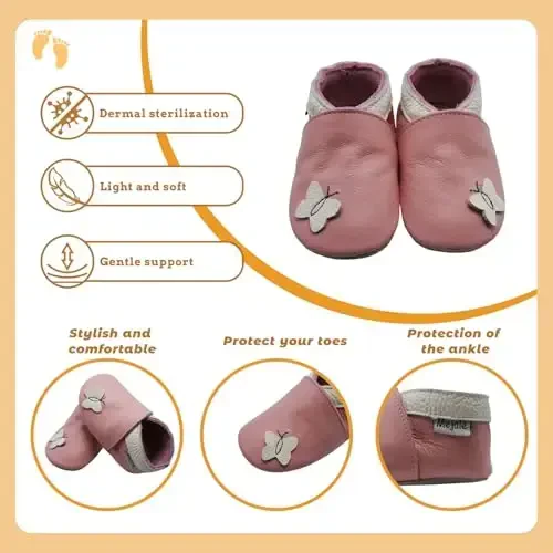Mejale Baby Shoes Yumshoq Taglik Charm Moccasinlar Multfilm Kapalak Go'dak Yurgizuvchi Birinchi Qadam Terliklar - 4
