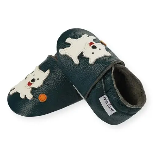 Mejale Baby Shoes 100% Leather Toddler Infant Slippers Cartoon Moccasins First Walker Shoes - 1