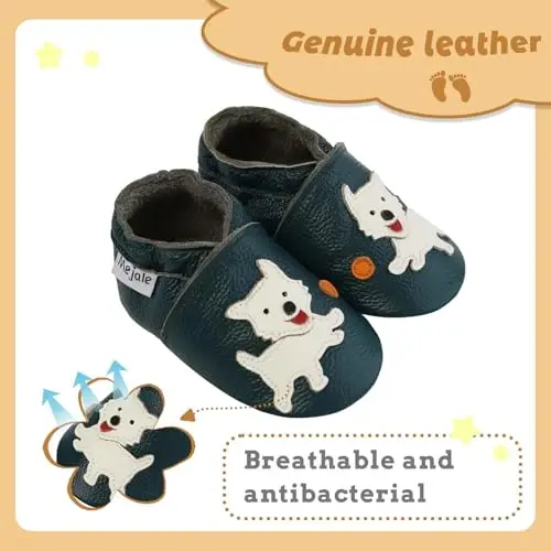 Mejale Baby Shoes 100% Leather Toddler Infant Slippers Cartoon Moccasins First Walker Shoes - 2