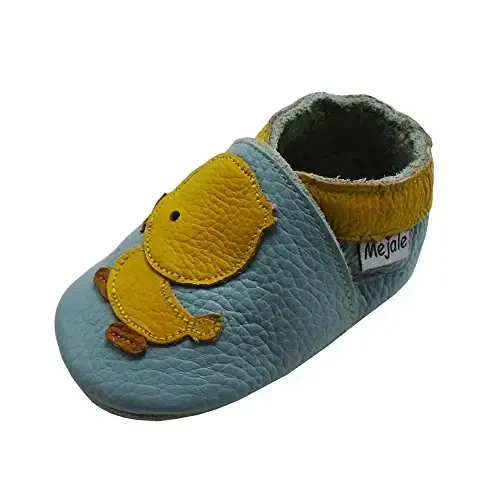 Mejale Baby Shoes Soft Sole Leather Crawling Moccasins Cartoon Star Infant Toddler First Walker Slippers - 5