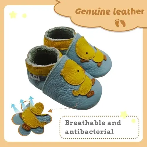Mejale Baby Shoes Soft Sole Leather Moccasins Cartoon Butterfly Infant Toddler First Walker Slippers 