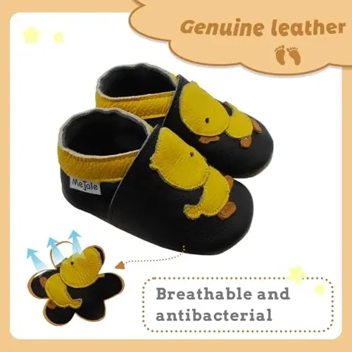 Mejale Baby Shoes Soft Sole Leather Crawling Moccasins Cartoon Star Infant Toddler First Walker Slippers - MEJALE (1)