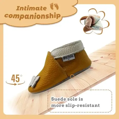 Mejale Baby Shoes Soft Sole Leather Moccasins Cartoon Butterfly Infant Toddler First Walker Slippers - 3