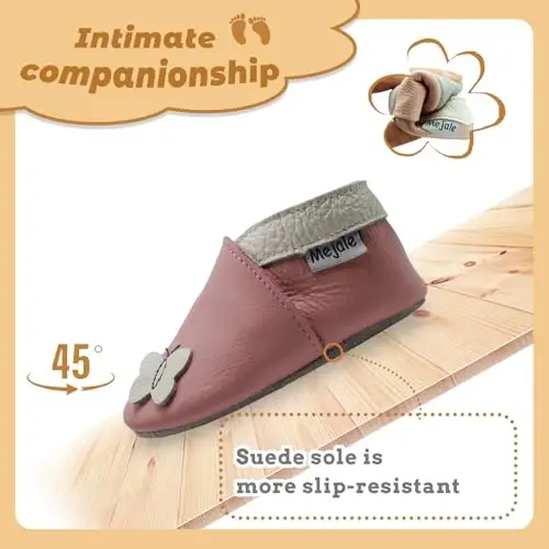 Mejale Baby Shoes Soft Sole Leather Moccasins Cartoon Butterfly Infant Toddler First Walker Slippers - 3
