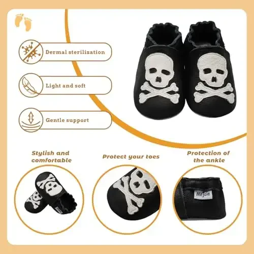 Mejale Baby Shoes Soft Sole Leather Moccasins Cartoon Butterfly Infant Toddler First Walker Slippers - 4