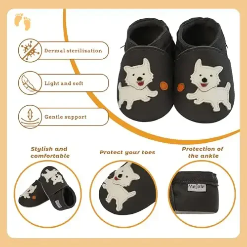 Mejale Baby Shoes Soft Sole Leather Moccasins Cartoon Butterfly Infant Toddler First Walker Slippers - 4