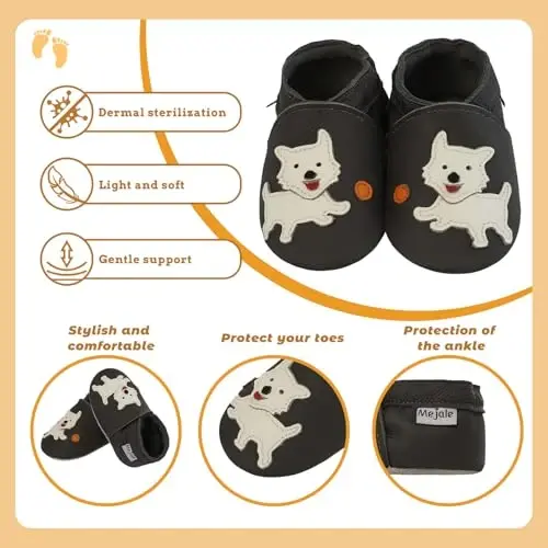 Mejale Baby Shoes Non-Slip Sole Toddler Moccasins Boy Girl Walking Shoe Infant Leather Crawling Slippers - 4
