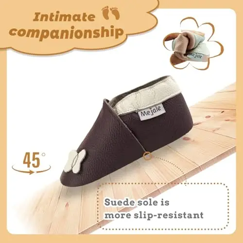 Mejale Baby Shoes Soft Sole Leather Moccasins Cartoon Butterfly Infant Toddler First Walker Slippers - 3