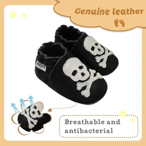 Mejale Baby Shoes Soft Sole Leather Moccasins Cartoon Butterfly Infant Toddler First Walker Slippers - 2