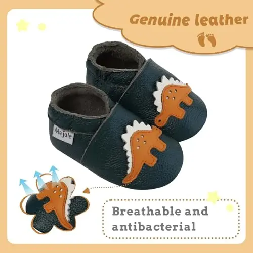 Mejale Baby Shoes Non-Slip Sole Toddler Moccasins Boy Girl Walking Shoe Infant Leather Crawling Slippers - 2