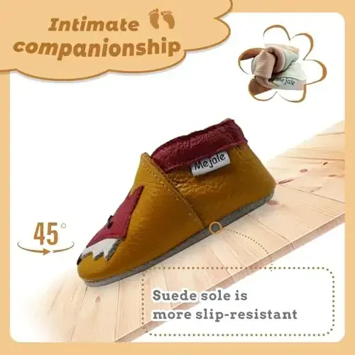 Mejale Baby Shoes Soft Sole Leather Moccasins Cartoon Butterfly Infant Toddler First Walker Slippers - 3