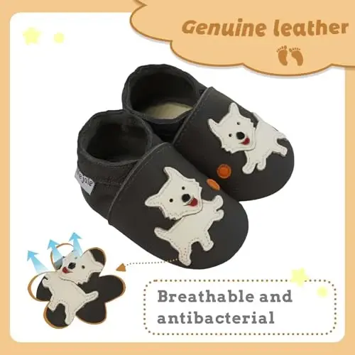 Mejale Baby Shoes Non-Slip Sole Toddler Moccasins Boy Girl Walking Shoe Infant Leather Crawling Slippers - 2