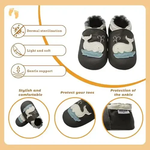 Mejale Baby Shoes Soft Sole Leather Moccasins Cartoon Butterfly Infant Toddler First Walker Slippers - 4