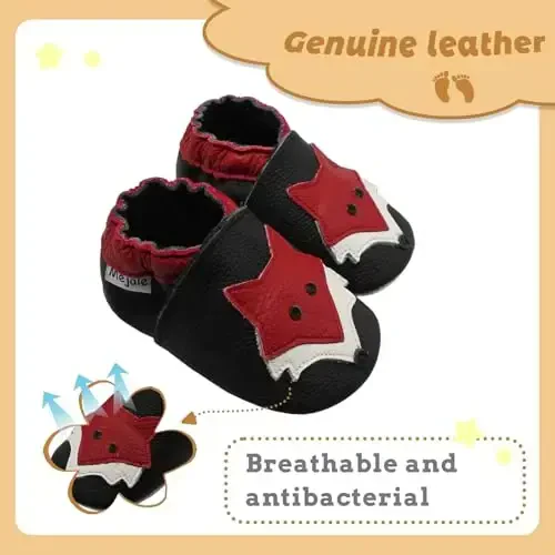 Mejale Baby Shoes Soft Sole Leather Moccasins Cartoon Butterfly Infant Toddler First Walker Slippers - 2