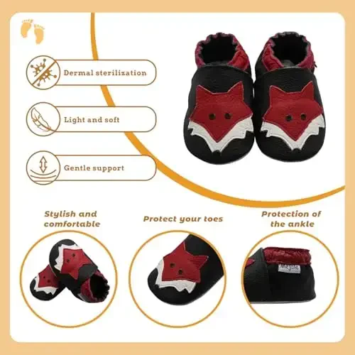 Mejale Baby Shoes Soft Sole Leather Moccasins Cartoon Butterfly Infant Toddler First Walker Slippers - 4