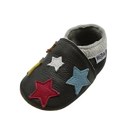 Mejale Baby Shoes Soft Sole Leather Crawling Moccasins Cartoon Stars Infant Toddler First Walker Slippers - MEJALE