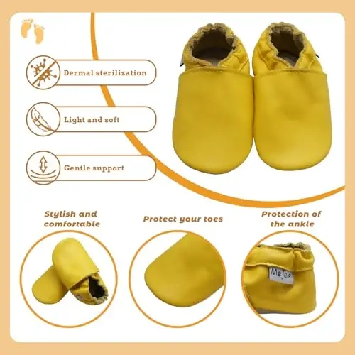 Mejale Baby Leather Shoes Infant Toddler Soft Sole Moccasins Shoes Boys Girls Pre-Walkers - 4
