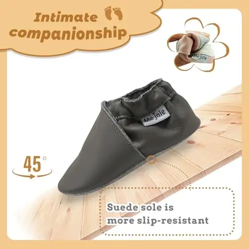 Mejale Baby Leather Shoes Infant Toddler Soft Sole Moccasins Shoes Boys Girls Pre-Walkers - 3