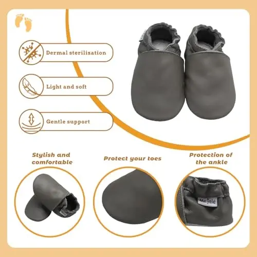 Mejale Baby Leather Shoes Infant Toddler Soft Sole Moccasins Shoes Boys Girls Pre-Walkers - 4