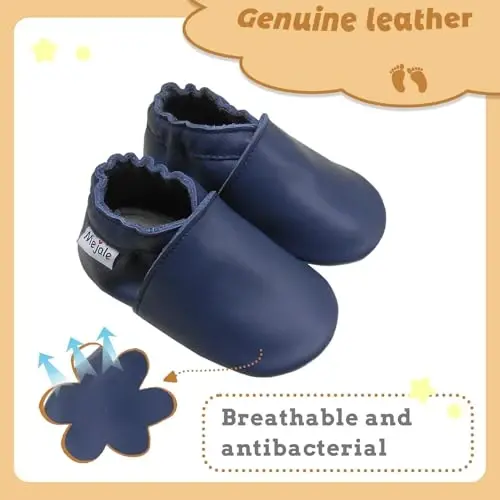 Mejale Baby Leather Shoes Infant Toddler Soft Sole Moccasins Shoes Boys Girls Pre-Walkers - 2