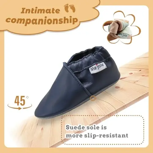 Mejale Baby Leather Shoes Infant Toddler Soft Sole Moccasins Shoes Boys Girls Pre-Walkers - 3